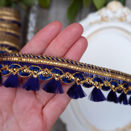 インド刺繍リボンタッセル♪ インド刺繍リボンタッセルイヤリング〔トレンド/シーズンカラー
