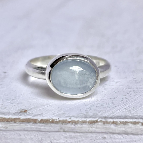 ギリシャ　ハンドメイド　シルバーリング アクアマリン silver 950 天然石アクアマリンリング シルバー950 サイズ11.5号 〈送料無料〉SR