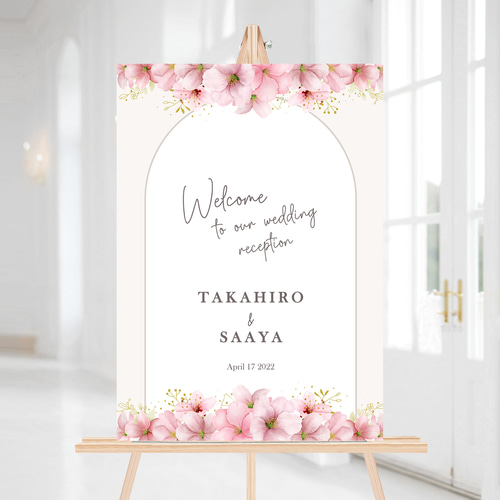 手描きアートウェルカムボード(桜・富嶽＆風雷神・チューリップ