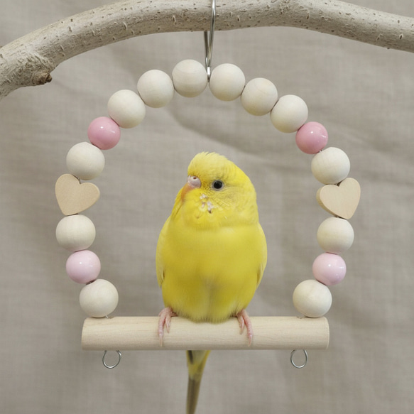 Sサイズ 日本製 インコ 鳥 ブランコ TC61：ピンク 1枚目の画像
