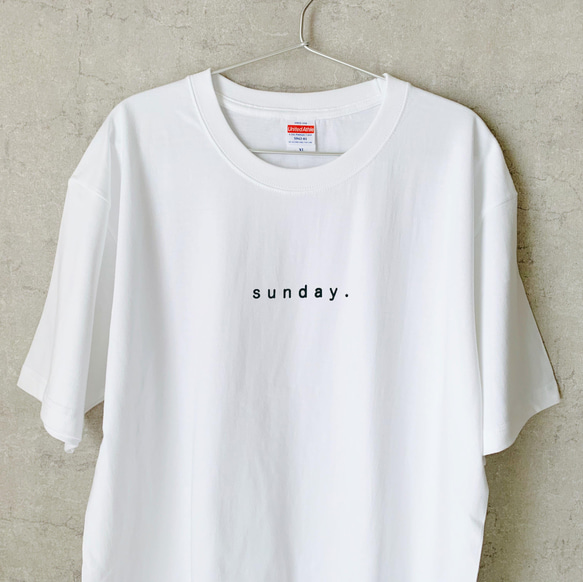 オーバービッグTシャツ「sunday.」／ホワイト（白） 4枚目の画像