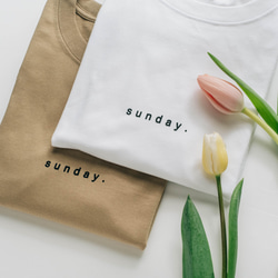 オーバービッグTシャツ「sunday.」／ホワイト（白） 2枚目の画像