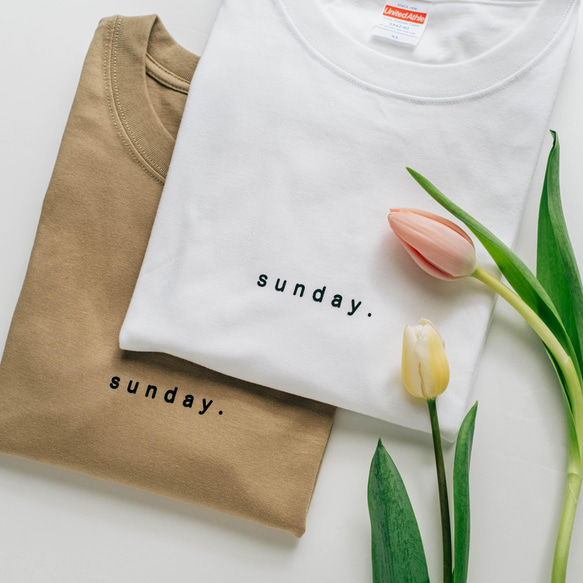 オーバービッグTシャツ「sunday.」／ホワイト（白） 1枚目の画像