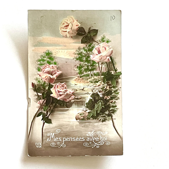 古董明信片套裝 3 朵花（玫瑰、罌粟、紫羅蘭） | 法國 第6張的照片