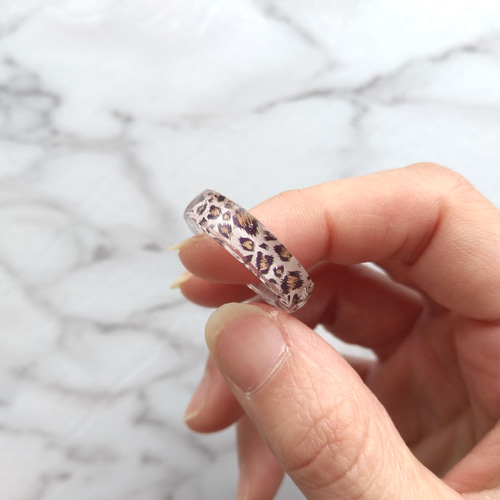 1号~27号 レオパード柄 スリム クリアリング レジンリング アクリル 