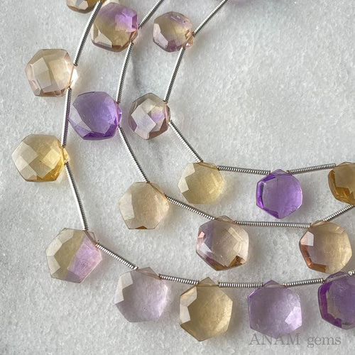 13粒】ピンクアメジスト シトリン アメトリン ヘキサゴンシェイプ