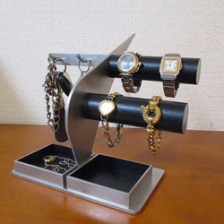 誕生日プレゼント　腕時計、キー、ダブルトレイスタンド　ブラック 1枚目の画像