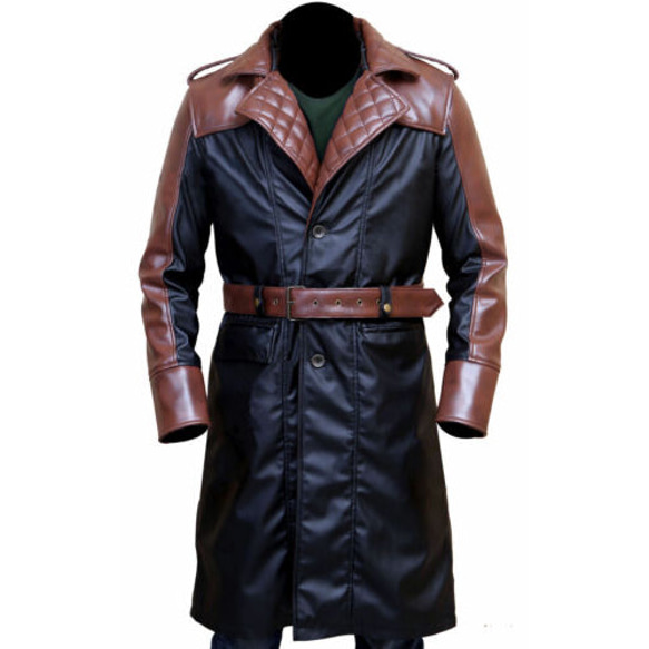 羊革キルティング襟ロングコート Sheep Leather Long Coat with 