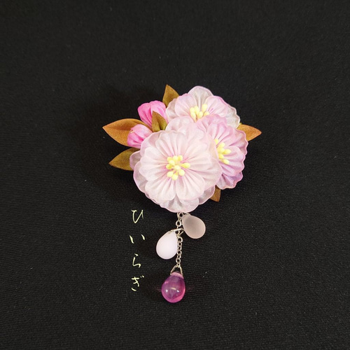 八重桜の2wayクリップ】つまみ細工 Creema桜前線 ブローチ 八重桜の2wayクリップ】つまみ細工 Creema桜前線 ブローチ