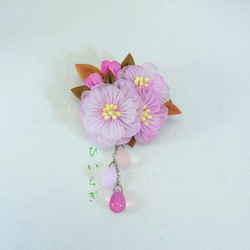 八重桜の2wayクリップ】つまみ細工 Creema桜前線 ブローチ