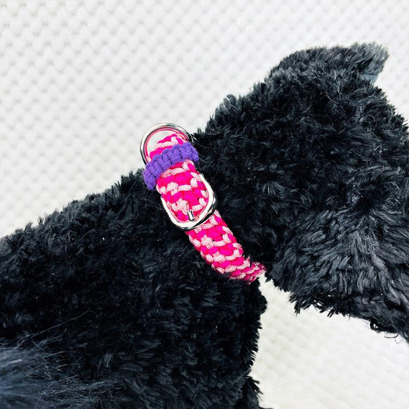 [キット]パラコードマクラメ編み＃161ローズとピンクの小型犬用首輪No191 13枚目の画像
