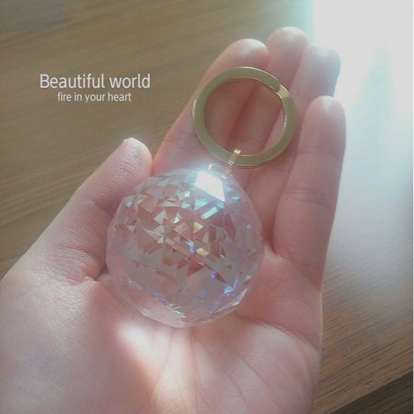 Beautiful rain light BIG SWAROVSKI CRYSTALキーホルダー(受注製作) 8枚目の画像