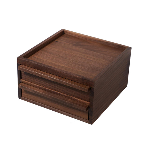 無垢材 卓上収納ケース 玄関用品 引き出し2段 リネンケース 小物入れ