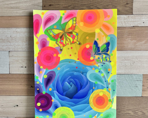 アクリル画 花と顔の融合 b0763fed7e4e2e8f70485d9170fdb3