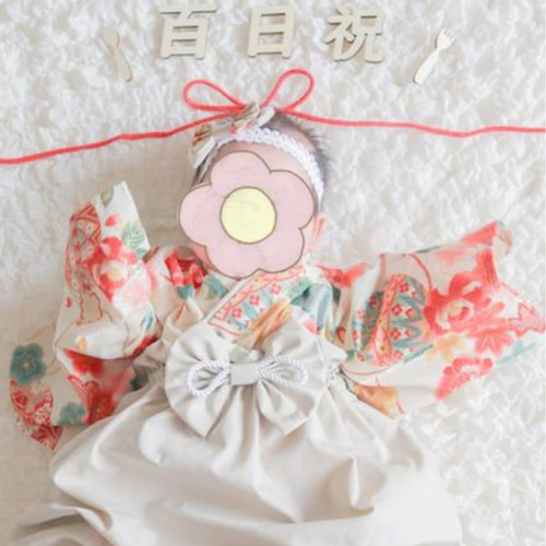 ベビー袴＆かぶれる兜　3ヶ月〜　鶴✕ベージュ ベビー袴＆かぶれる兜 3ヶ月〜 鶴✕ベージュ ベビー袴＆かぶれる兜