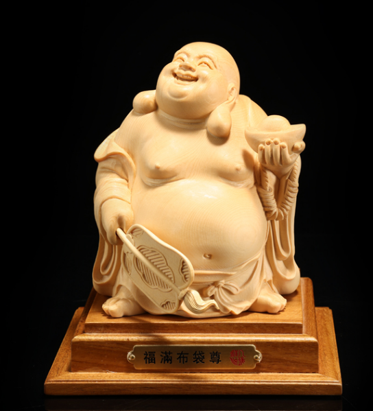 特上彫 大迫力 福満布袋尊 布袋様 七福神 木彫仏像 仏教工芸品 置物