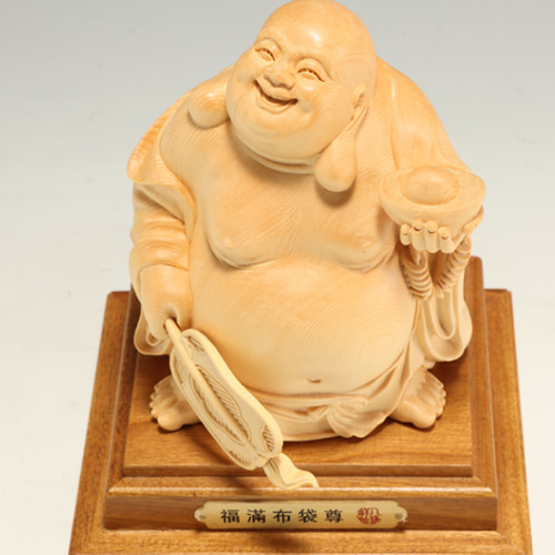 特上彫 大迫力 福満布袋尊 布袋様 七福神 木彫仏像 仏教工芸品 置物