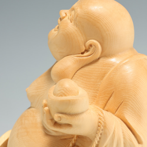 美品 布袋様 35㎝ 3㎏ 芯材上等品の木彫り 布袋尊 蔵出し 桧木 木彫り 布袋尊 布袋様 七福神 丸 一点もの 縁起物 金運アップ