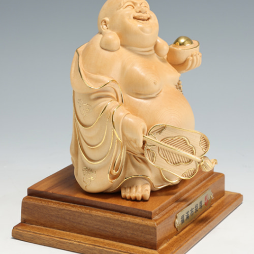 CC536 布袋尊 木彫 置物 仏像 七福神 金運 笑門来福 希薄 夫婦