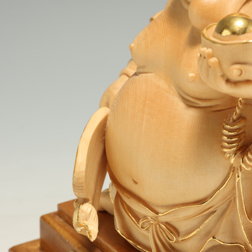 【修縁堂】極上彫 木彫仏像 七福神 布袋様 彫刻 一刀彫 天然木檜材 財運 弥勒仏 極上品 木彫仏像 切金 仏師彫り 細工精彫 七福神 布袋様