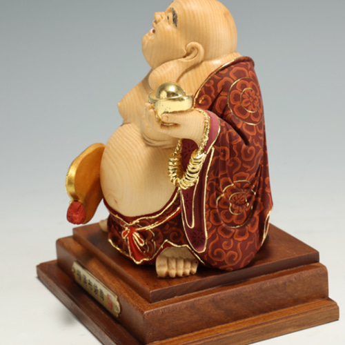 備前焼　布袋尊像　置物　仏像　仏教美術　骨董品、美術品 CC536 布袋尊 木彫 置物 仏像 七福神 金運 笑門来福 希薄 夫婦