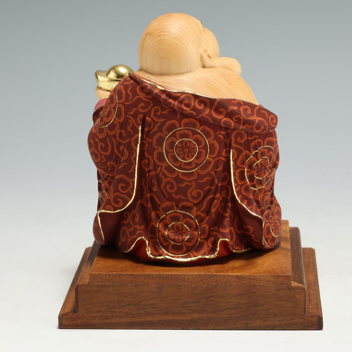 最高級 福満布袋尊 彩金 彩繪 布袋様 七福神 木彫仏像 仏教工芸品 置物