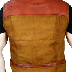 羊革パッチ付きコットンベスト Sleeveless Cotton Vest with Leather Patches 6枚目の画像