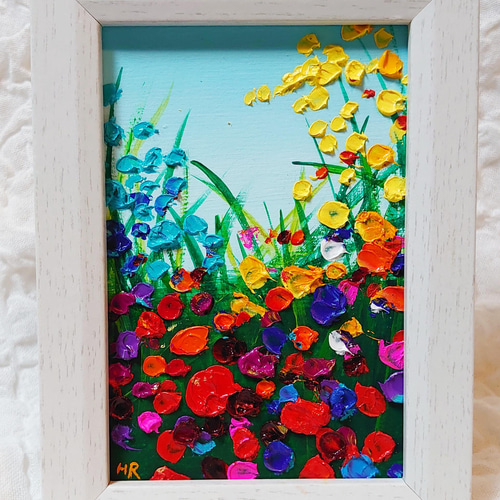 ヒヤシンスオリジナル油絵花アートワーク帆布吊り絵20×20cm
