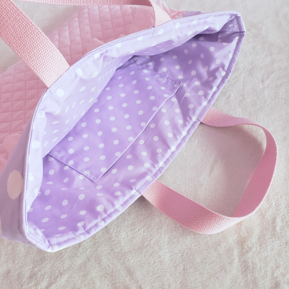 【3件套】褶邊絎縫●課包●鞋盒●體操衣架粉色×紫色 第4張的照片