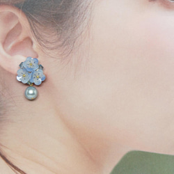 グラデーションネモフィラとパールの耳飾り✴︎ 4枚目の画像