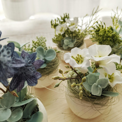 たまごのようなベルカップFlowerArrangement5個セット〜White＆Blue ギフト 母の日 イースター 4枚目の画像