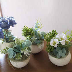 たまごのようなベルカップFlowerArrangement5個セット〜White＆Blue ギフト 母の日 イースター 10枚目の画像