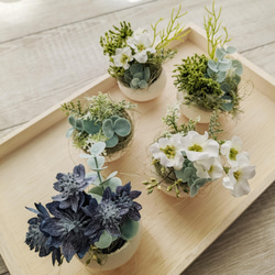 たまごのようなベルカップFlowerArrangement5個セット〜White＆Blue ギフト 母の日 イースター 1枚目の画像