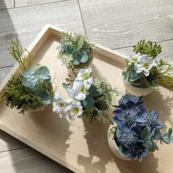 たまごのようなベルカップFlowerArrangement5個セット〜White＆Blue ギフト 母の日 イースター 6枚目の画像