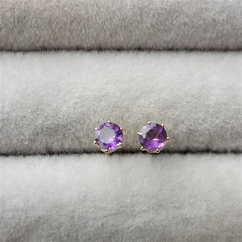 3mm‼宝石質アメジスト ファセットカットピアス