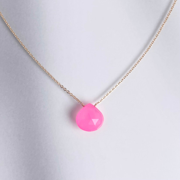 14kgf Fuchsia Pink Chalcedony Necklace 4枚目の画像