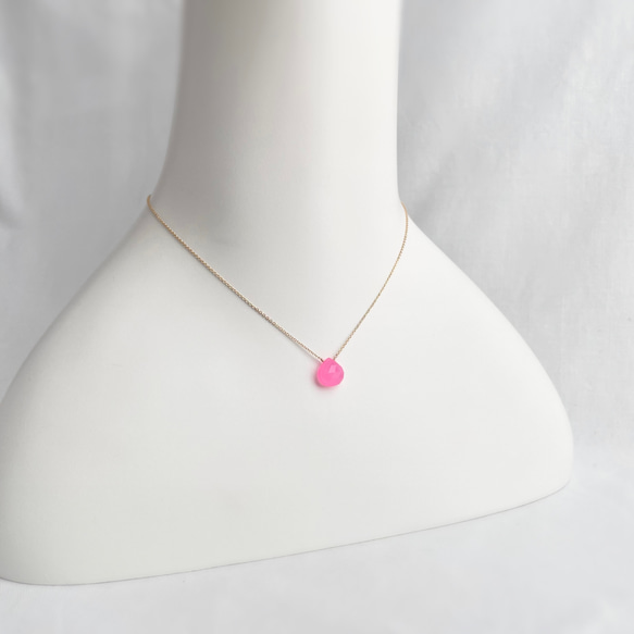 14kgf Fuchsia Pink Chalcedony Necklace 5枚目の画像