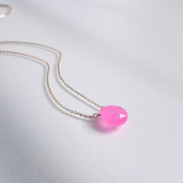 14kgf Fuchsia Pink Chalcedony Necklace 7枚目の画像