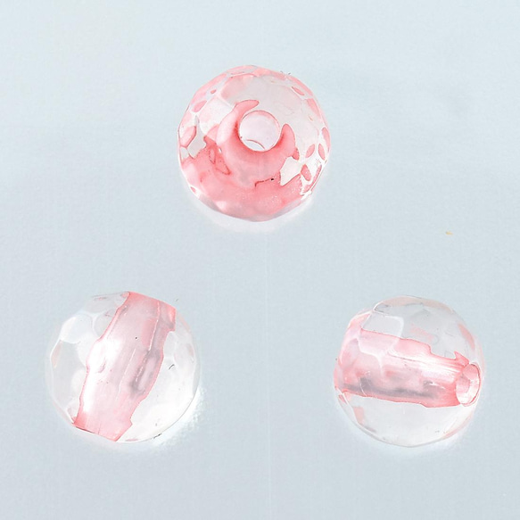 ファイニエ　ビーズ　6mm　透明　ピンク　丸　ファセットカット　1000個　手芸　アクセサリー　パーツ　BD2936 2枚目の画像