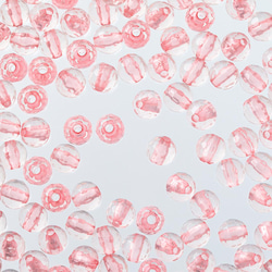 ファイニエ　ビーズ　6mm　透明　ピンク　丸　ファセットカット　1000個　手芸　アクセサリー　パーツ　BD2936 1枚目の画像