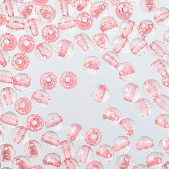 ファイニエ　ビーズ　6mm　透明　ピンク　丸　ファセットカット　1000個　手芸　アクセサリー　パーツ　BD2936 1枚目の画像