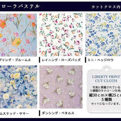 リバティ【カットクロス】生地「フローラパステル」5種セット　はぎれ　布　綿　LIBERTY 3枚目の画像