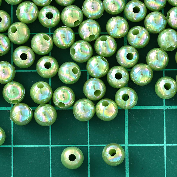 ファイニエ　ビーズ　6mm　緑　丸　1000個　オーロラ　グリーン　手芸　アクセサリー　ハンドメイド　BD2947 5枚目の画像