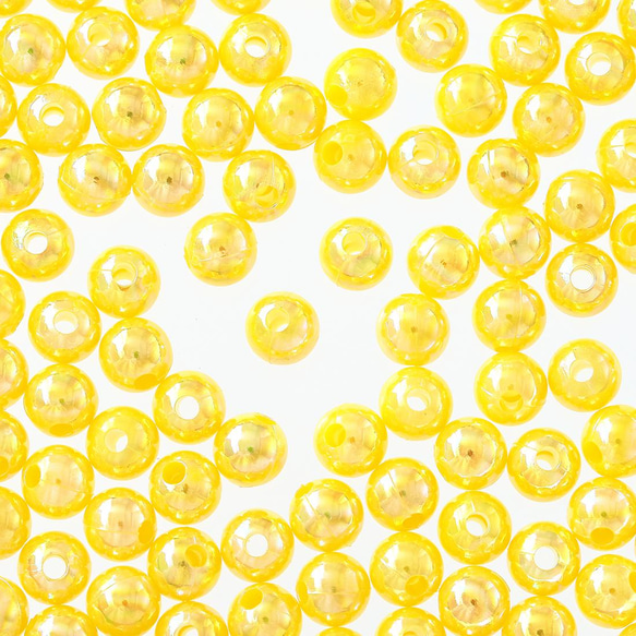 ファイニエ　ビーズ　6mm　黄色　丸　1000個　オーロラ　イエロー　手芸　アクセサリー　ハンドメイド　BD2948 1枚目の画像