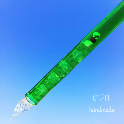 氷のペンレスト♪ 漂うあざらし クリームソーダのガラスペン ペン