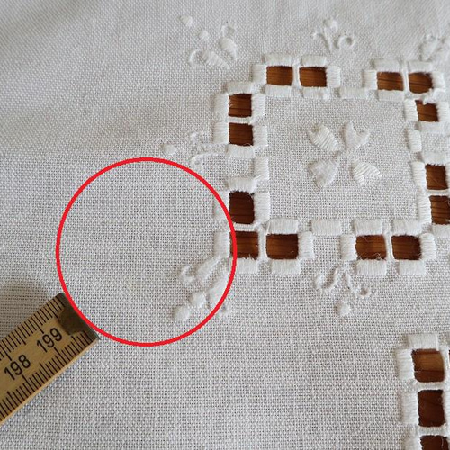 ドイツの手仕事/細やかなハーダンガー刺繍とお花の白糸刺繍 生地 手