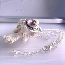 隕石★入り ビジューネックレス 薄墨桜色 天然パール 本真珠 オパール 11枚目の画像