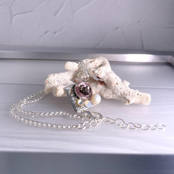 隕石★入り ビジューネックレス 薄墨桜色 天然パール 本真珠 オパール 4枚目の画像