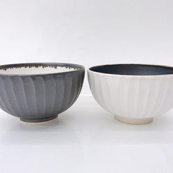 【清水焼】モノクロ飯碗（白黒ペア） 3枚目の画像
