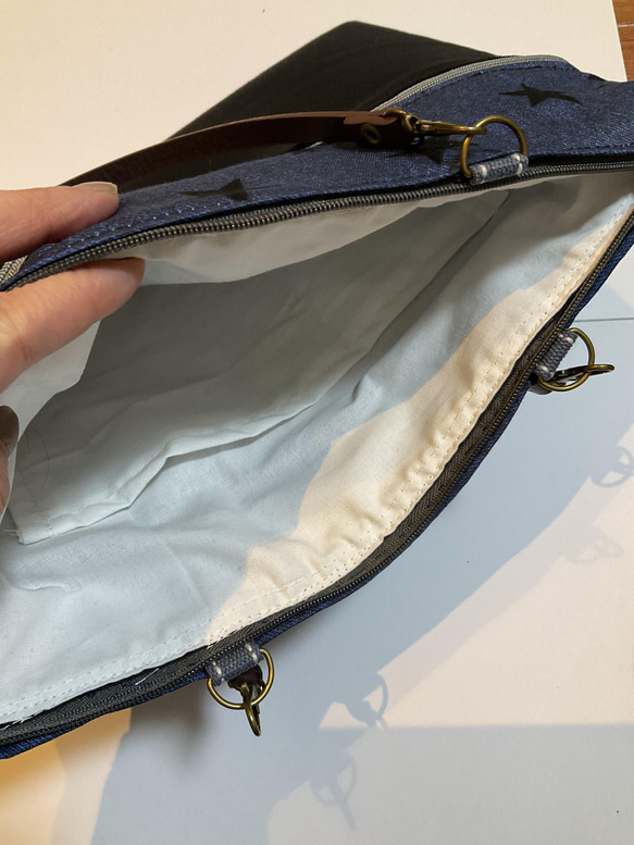 デニム星タブレットバッグ　&  痛くない移動ポケット1クリップ　セット　　(受注品) 3枚目の画像